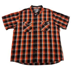 Dixxon Flannel Company The Piston Orange Plaid Short Sleeve Button Up Shirt 3XL